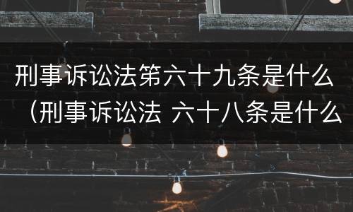 刑事诉讼法笫六十九条是什么（刑事诉讼法 六十八条是什么内容）