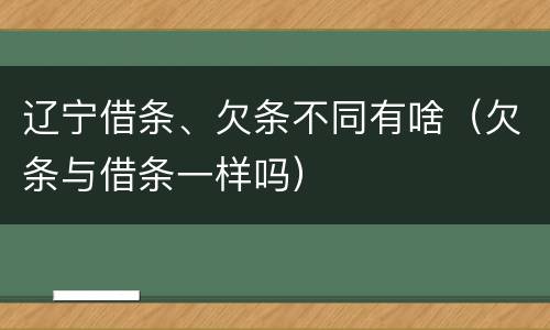 辽宁借条、欠条不同有啥（欠条与借条一样吗）