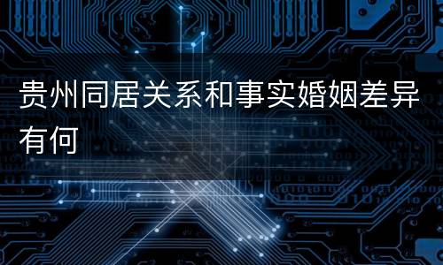 贵州同居关系和事实婚姻差异有何
