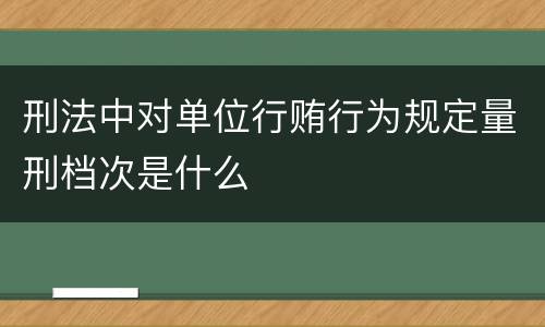 刑法中对单位行贿行为规定量刑档次是什么