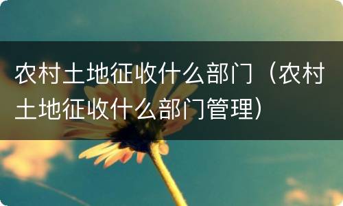 农村土地征收什么部门（农村土地征收什么部门管理）
