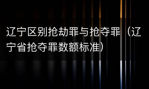 辽宁区别抢劫罪与抢夺罪（辽宁省抢夺罪数额标准）
