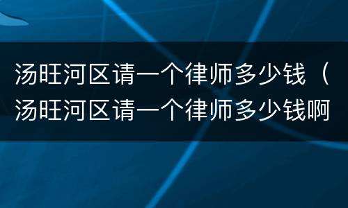 汤旺河区请一个律师多少钱（汤旺河区请一个律师多少钱啊）
