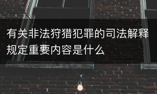 有关非法狩猎犯罪的司法解释规定重要内容是什么
