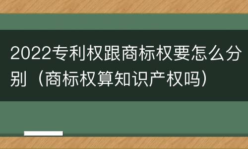 2022专利权跟商标权要怎么分别（商标权算知识产权吗）
