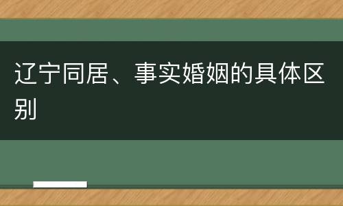 辽宁同居、事实婚姻的具体区别