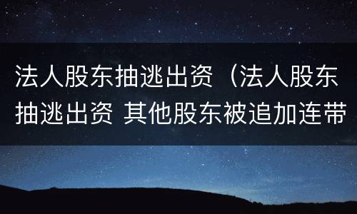 法人股东抽逃出资（法人股东抽逃出资 其他股东被追加连带责任）