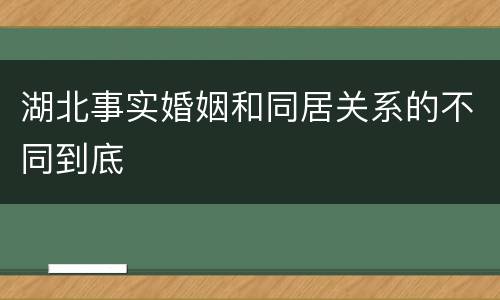 湖北事实婚姻和同居关系的不同到底