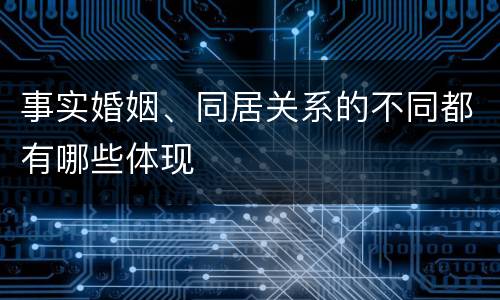 事实婚姻、同居关系的不同都有哪些体现