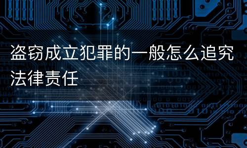 盗窃成立犯罪的一般怎么追究法律责任