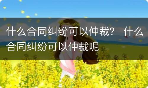 什么合同纠纷可以仲裁？ 什么合同纠纷可以仲裁呢