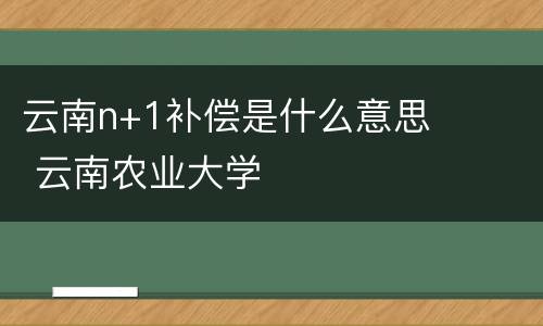 云南n+1补偿是什么意思 云南农业大学