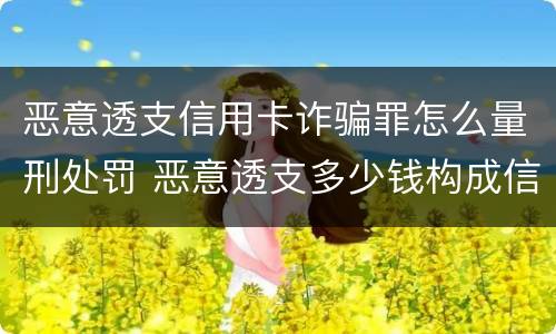 恶意透支信用卡诈骗罪怎么量刑处罚 恶意透支多少钱构成信用卡诈骗罪