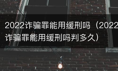 2022诈骗罪能用缓刑吗（2022诈骗罪能用缓刑吗判多久）
