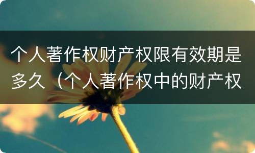 个人著作权财产权限有效期是多久（个人著作权中的财产权利）