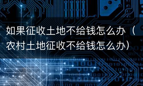 如果征收土地不给钱怎么办（农村土地征收不给钱怎么办）
