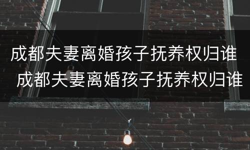 成都夫妻离婚孩子抚养权归谁 成都夫妻离婚孩子抚养权归谁抚养
