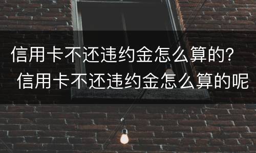 信用卡不还违约金怎么算的？ 信用卡不还违约金怎么算的呢