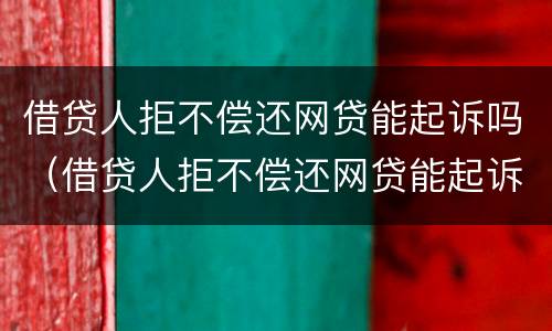 借贷人拒不偿还网贷能起诉吗（借贷人拒不偿还网贷能起诉吗怎么办）