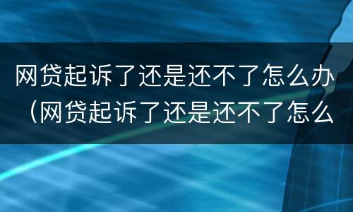 网贷起诉了还是还不了怎么办（网贷起诉了还是还不了怎么办呀）