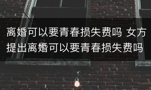 离婚可以要青春损失费吗 女方提出离婚可以要青春损失费吗