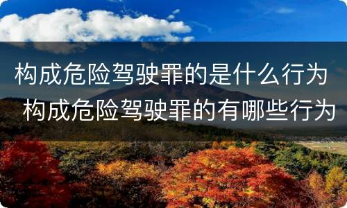 构成危险驾驶罪的是什么行为 构成危险驾驶罪的有哪些行为