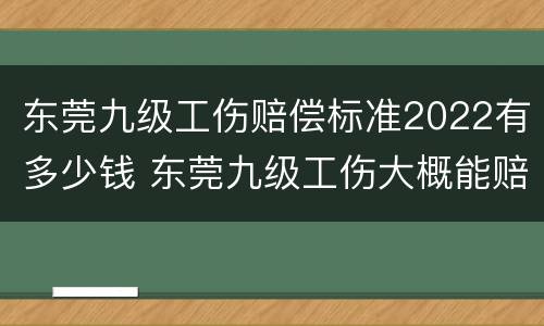 东莞九级工伤赔偿标准2022有多少钱 东莞九级工伤大概能赔多少钱