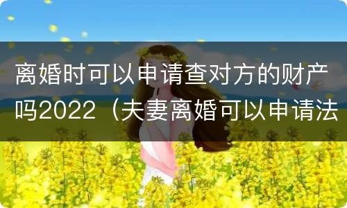 离婚时可以申请查对方的财产吗2022（夫妻离婚可以申请法院查对方财产吗）