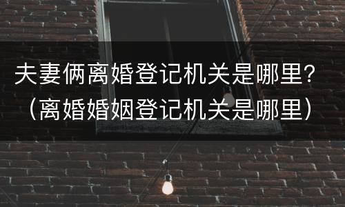 夫妻俩离婚登记机关是哪里？（离婚婚姻登记机关是哪里）