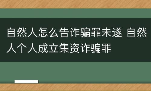 自然人怎么告诈骗罪未遂 自然人个人成立集资诈骗罪