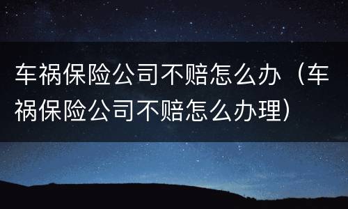 车祸保险公司不赔怎么办（车祸保险公司不赔怎么办理）