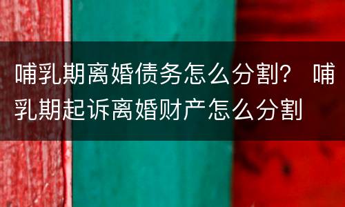 哺乳期离婚债务怎么分割？ 哺乳期起诉离婚财产怎么分割