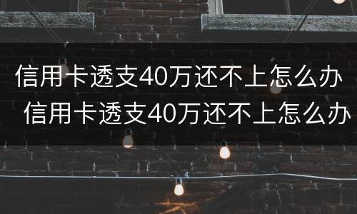 信用卡透支40万还不上怎么办 信用卡透支40万还不上怎么办呀