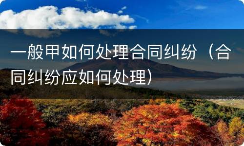 一般甲如何处理合同纠纷（合同纠纷应如何处理）