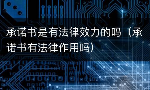 承诺书是有法律效力的吗（承诺书有法律作用吗）
