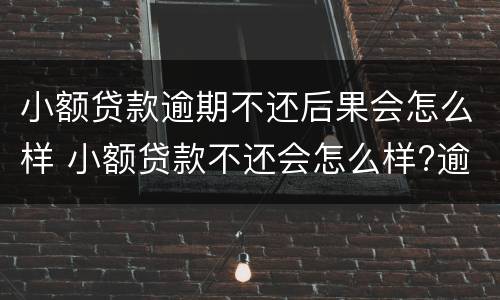 小额贷款逾期不还后果会怎么样 小额贷款不还会怎么样?逾期后果很严重