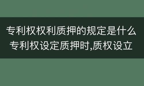 专利权权利质押的规定是什么 专利权设定质押时,质权设立时间