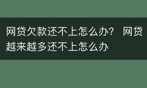 网贷欠款还不上怎么办？ 网贷越来越多还不上怎么办