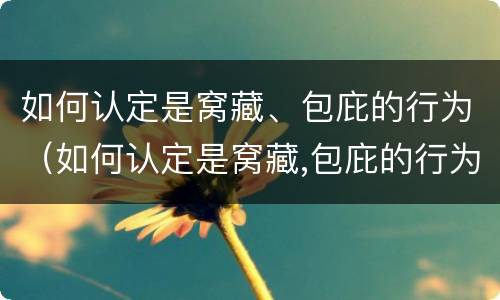 如何认定是窝藏、包庇的行为（如何认定是窝藏,包庇的行为）