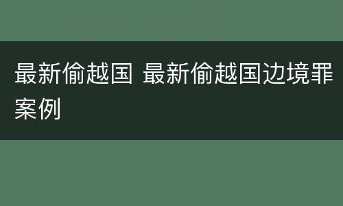 最新偷越国 最新偷越国边境罪案例