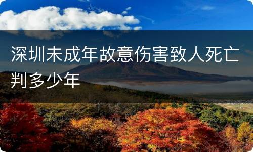 深圳未成年故意伤害致人死亡判多少年