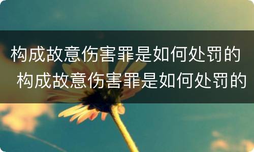 构成故意伤害罪是如何处罚的 构成故意伤害罪是如何处罚的标准