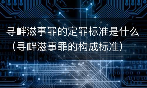 寻衅滋事罪的定罪标准是什么（寻衅滋事罪的构成标准）