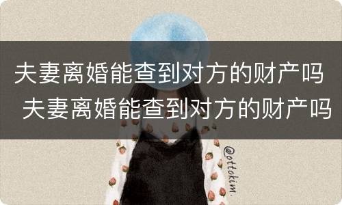 夫妻离婚能查到对方的财产吗 夫妻离婚能查到对方的财产吗