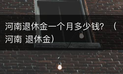 河南退休金一个月多少钱？（河南 退休金）