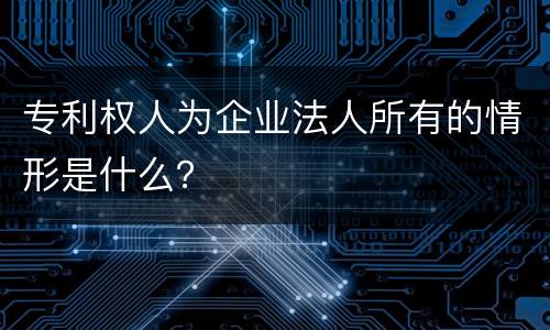 专利权人为企业法人所有的情形是什么？