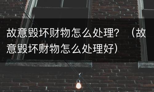 故意毁坏财物怎么处理？（故意毁坏财物怎么处理好）