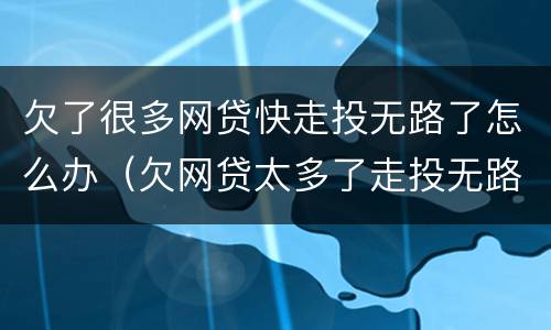 欠了很多网贷快走投无路了怎么办（欠网贷太多了走投无路了怎么办）