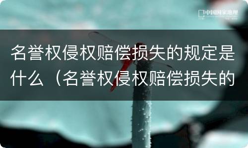 名誉权侵权赔偿损失的规定是什么（名誉权侵权赔偿损失的规定是什么意思）