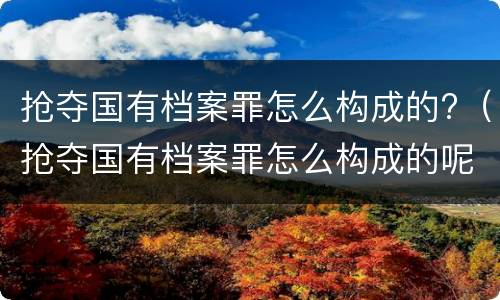 抢夺国有档案罪怎么构成的?（抢夺国有档案罪怎么构成的呢）